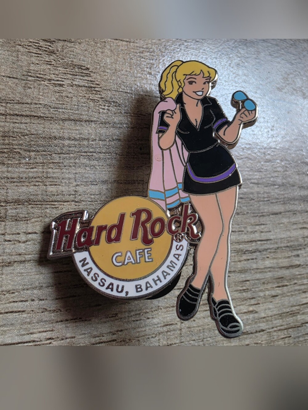 Hard Rock Cafe Blonde Singer Pin in Black, Pink & Yellow